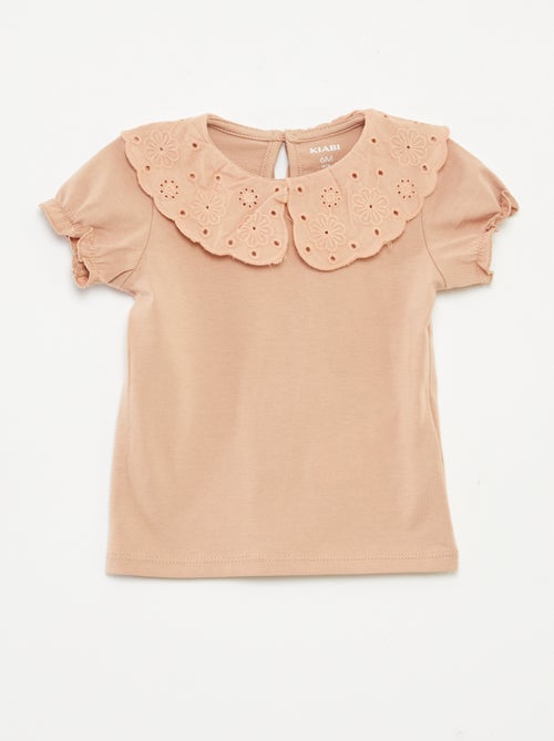 T-shirt à manches courtes et col fantaisiste - Kiabi