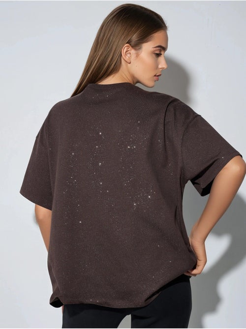 T-shirt à manches courtes et col rond à sequins busem - Kiabi