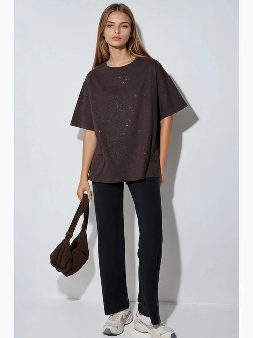 T-shirt à manches courtes et col rond à sequins busem - Kiabi