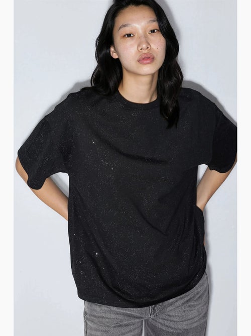 T-shirt à manches courtes et col rond à sequins busem - Kiabi