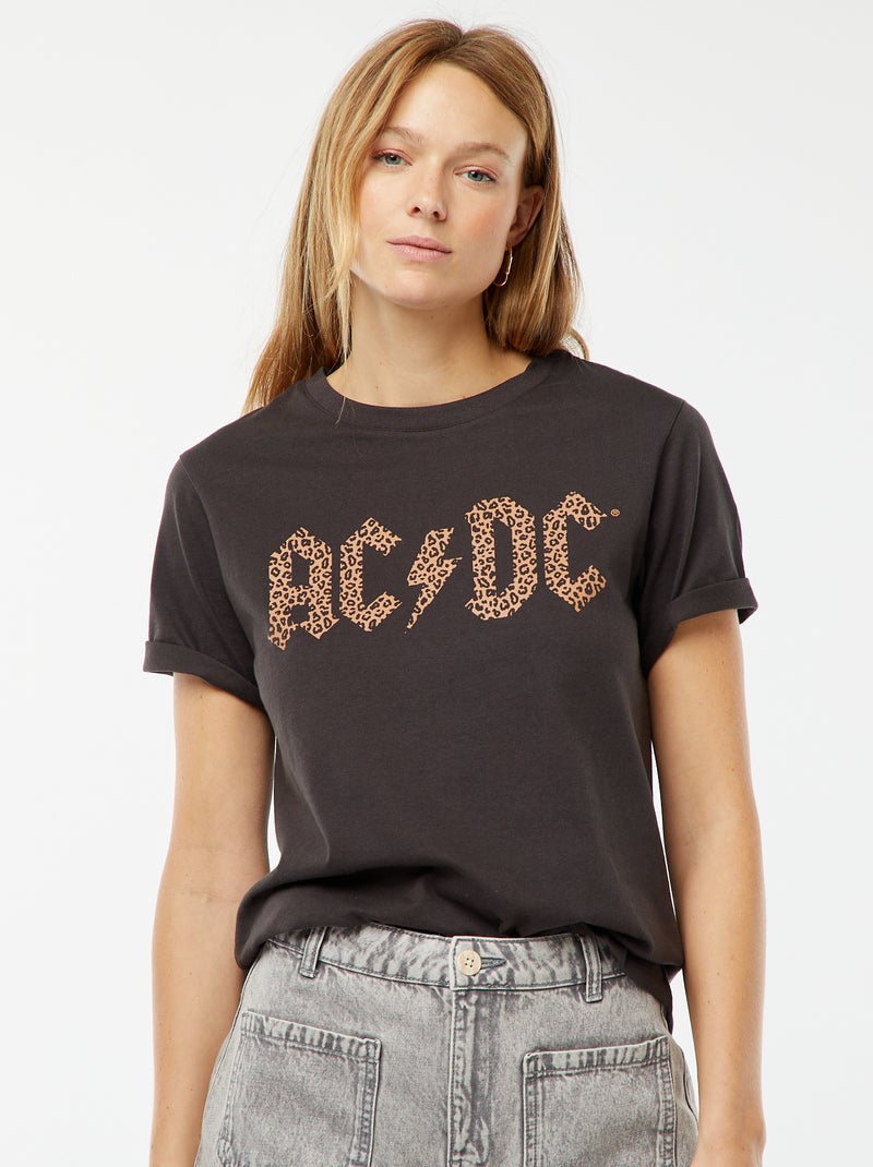 T-shirt à manches courtes et col rond 'ACDC' NOIR - Kiabi