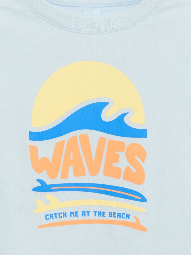T-shirt à manches courtes imprimé Bleu - Kiabi
