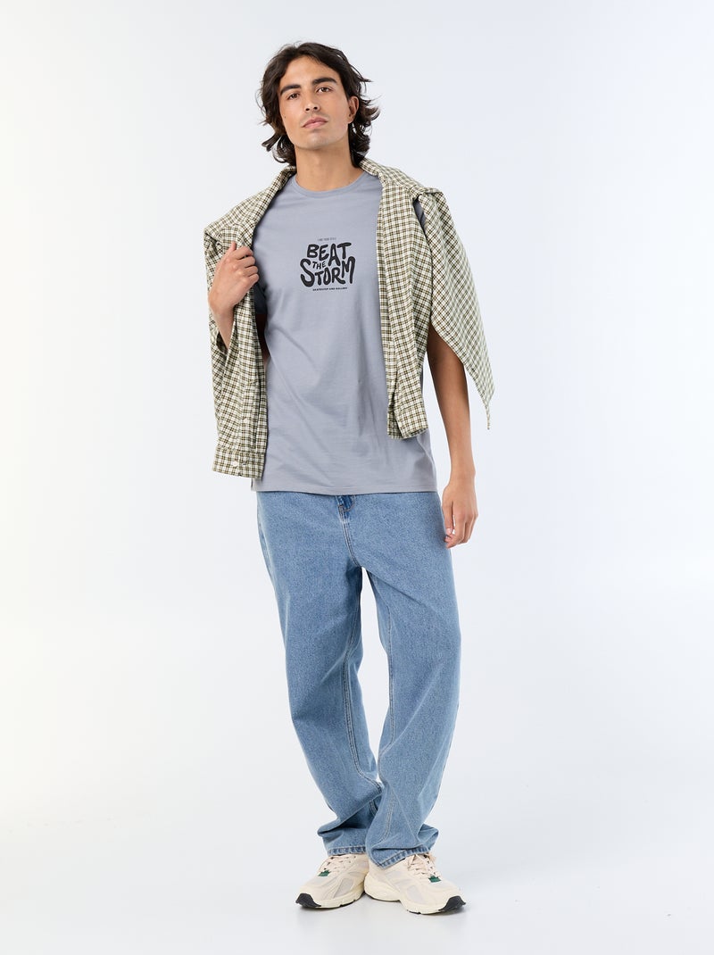 T-shirt à manches courtes imprimé Gris - Kiabi