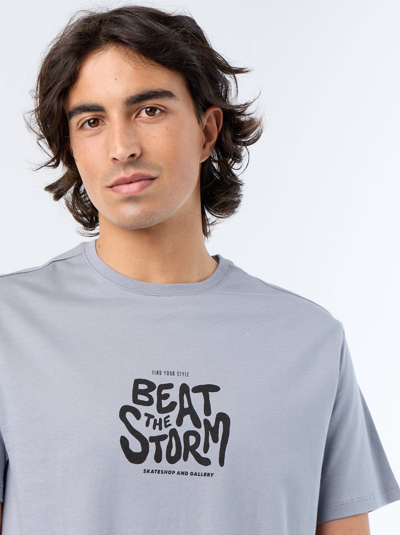 T-shirt à manches courtes imprimé Gris - Kiabi