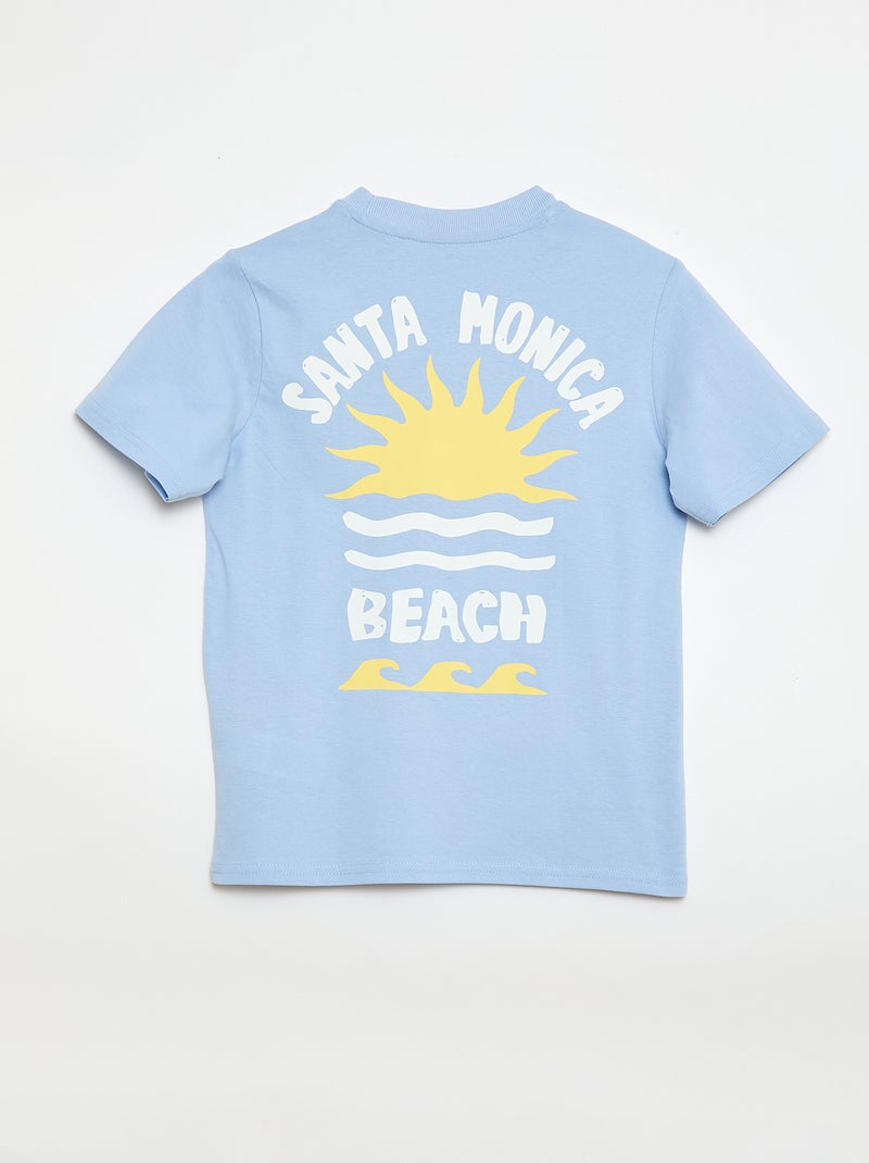 T-shirt à manches courtes imprimé recto/verso Bleu - Kiabi