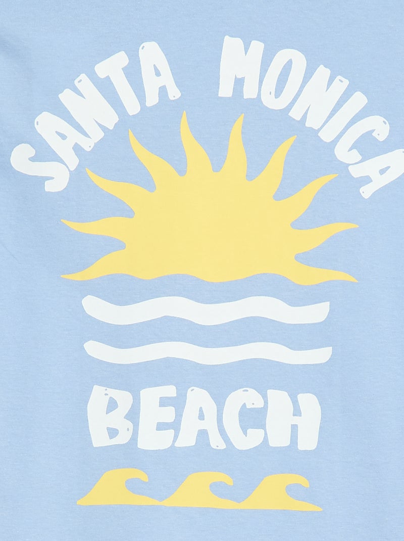 T-shirt à manches courtes imprimé recto/verso Bleu - Kiabi
