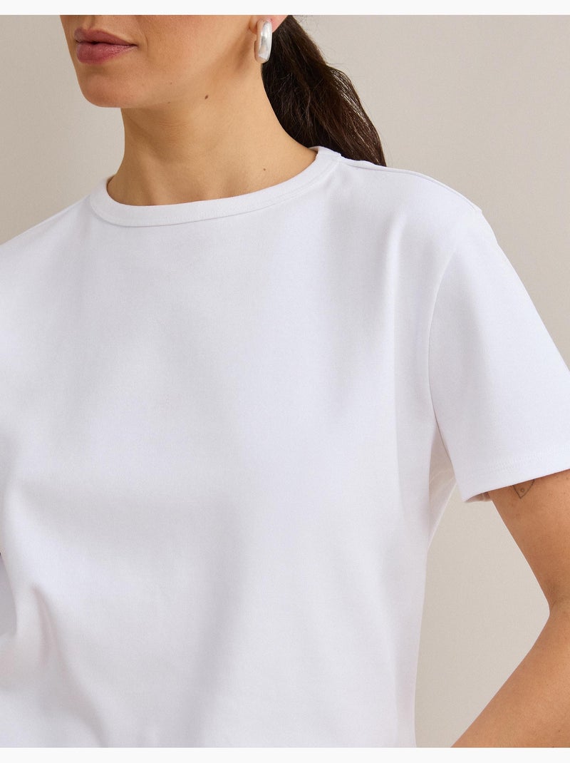 T-shirt à manches courtes interlocks, mo fashion Blanc - Kiabi