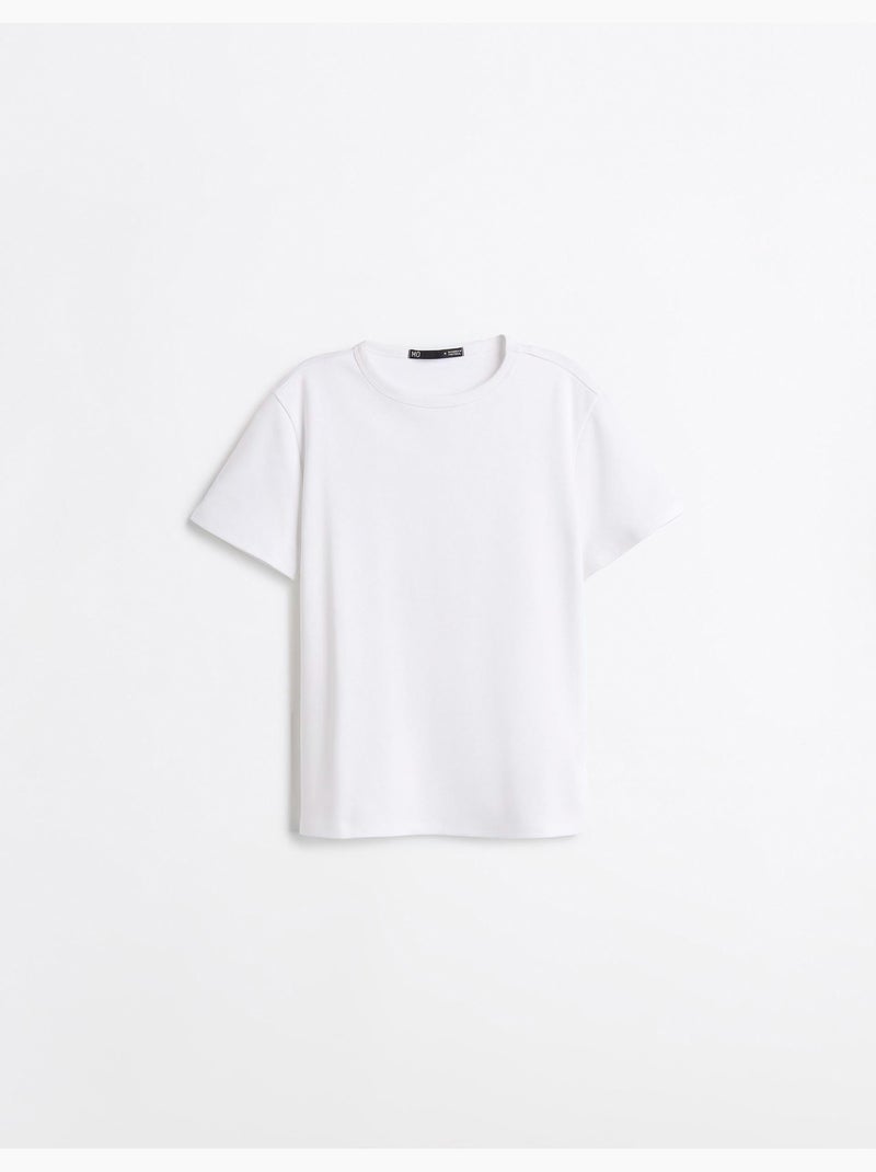 T-shirt à manches courtes interlocks, mo fashion Blanc - Kiabi