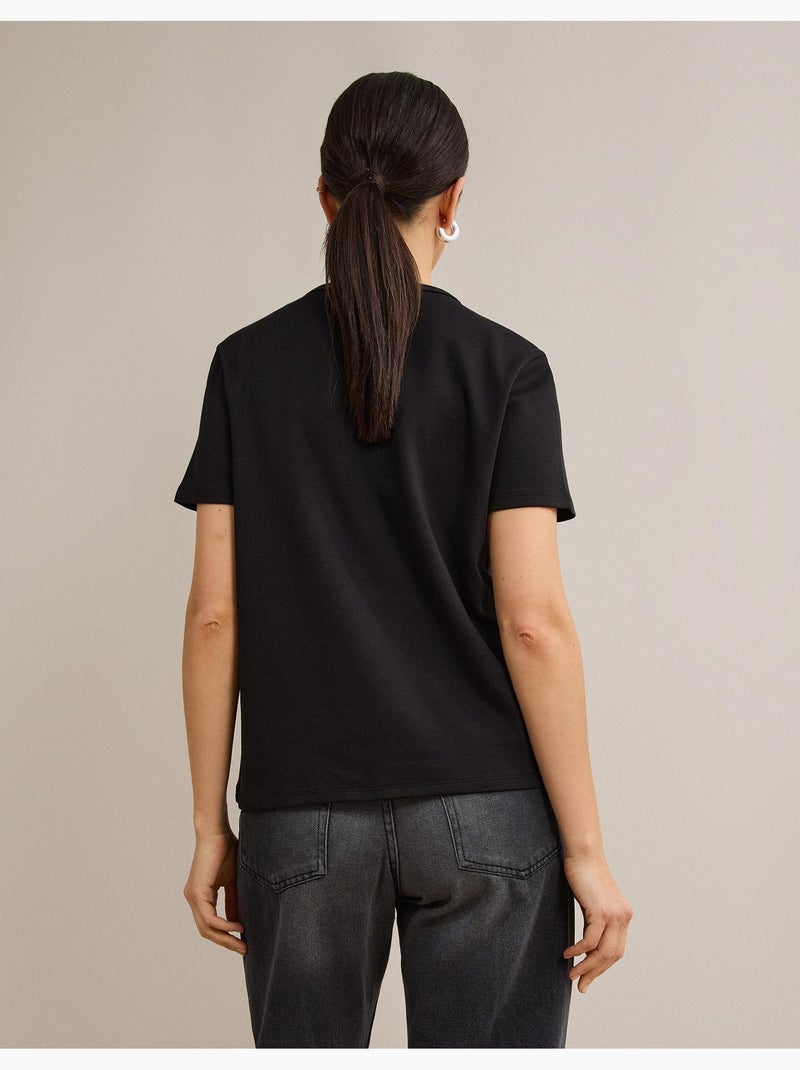 T-shirt à manches courtes interlocks, mo fashion Noir - Kiabi