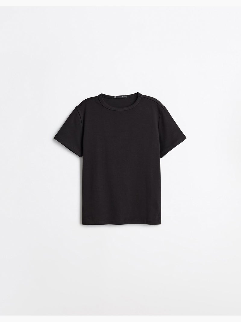 T-shirt à manches courtes interlocks, mo fashion Noir - Kiabi