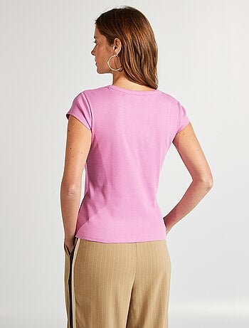 T-shirt à manches courtes maille côtelée