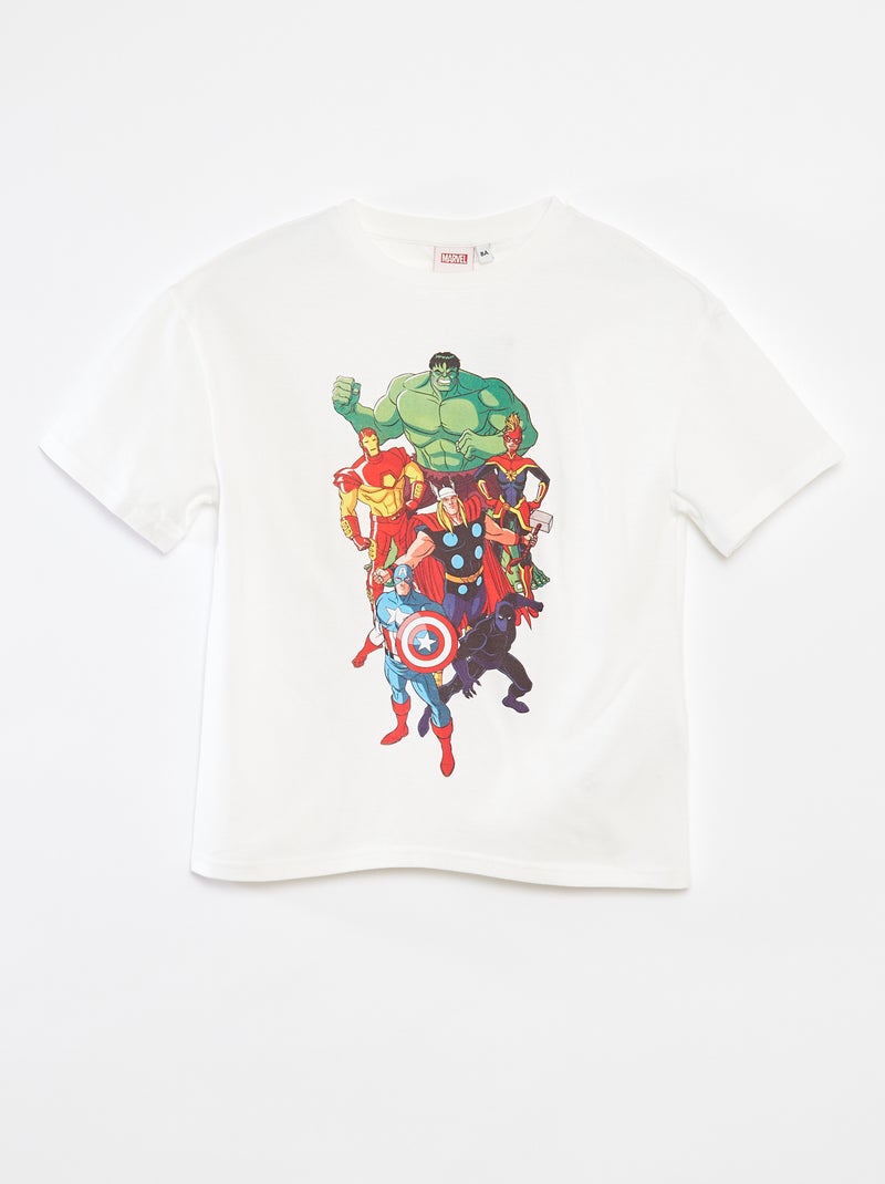 T-shirt à manches courtes 'Marvel' Blanc - Kiabi