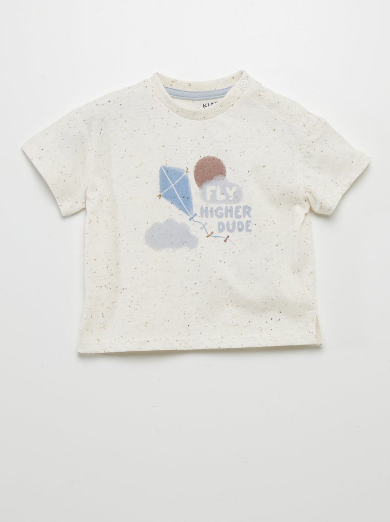 T-shirt à manches courtes moucheté Blanc fly - Kiabi