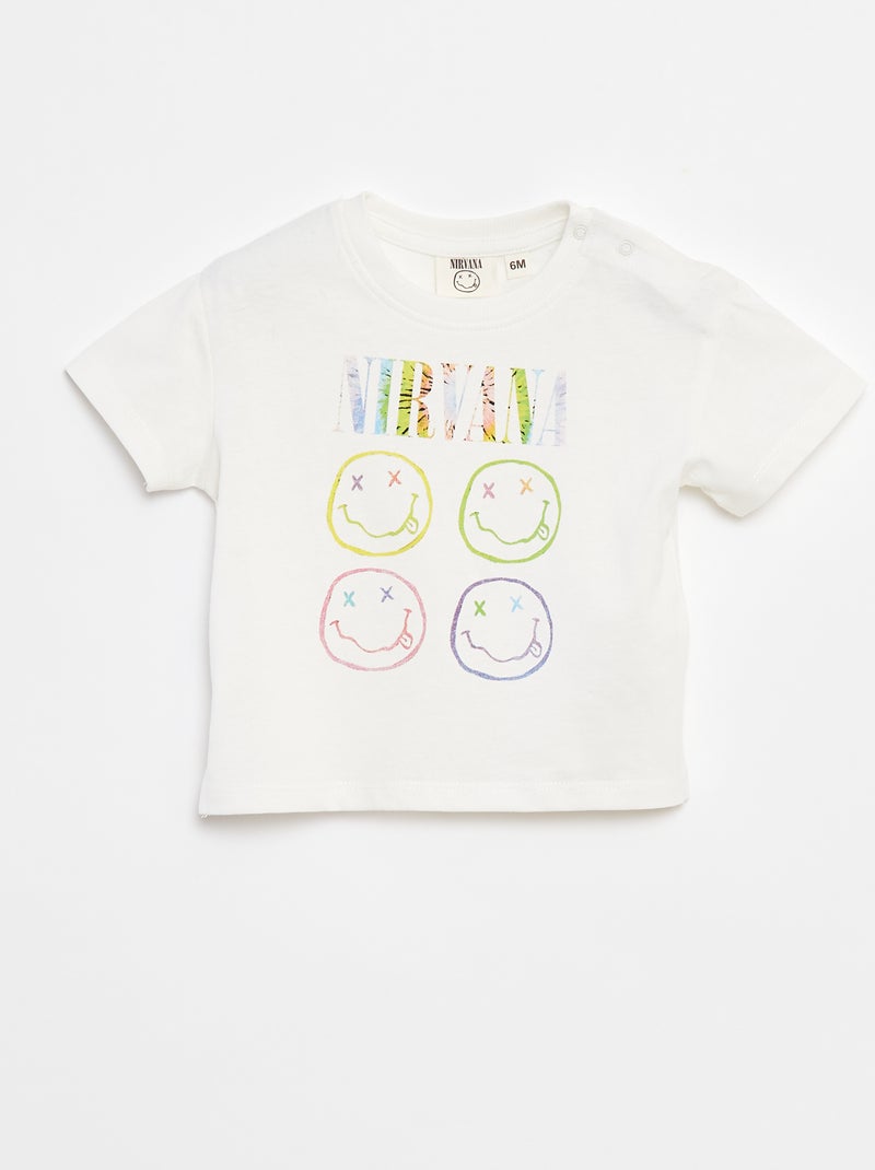 T-shirt à manches courtes 'Nirvana' BLANC - Kiabi