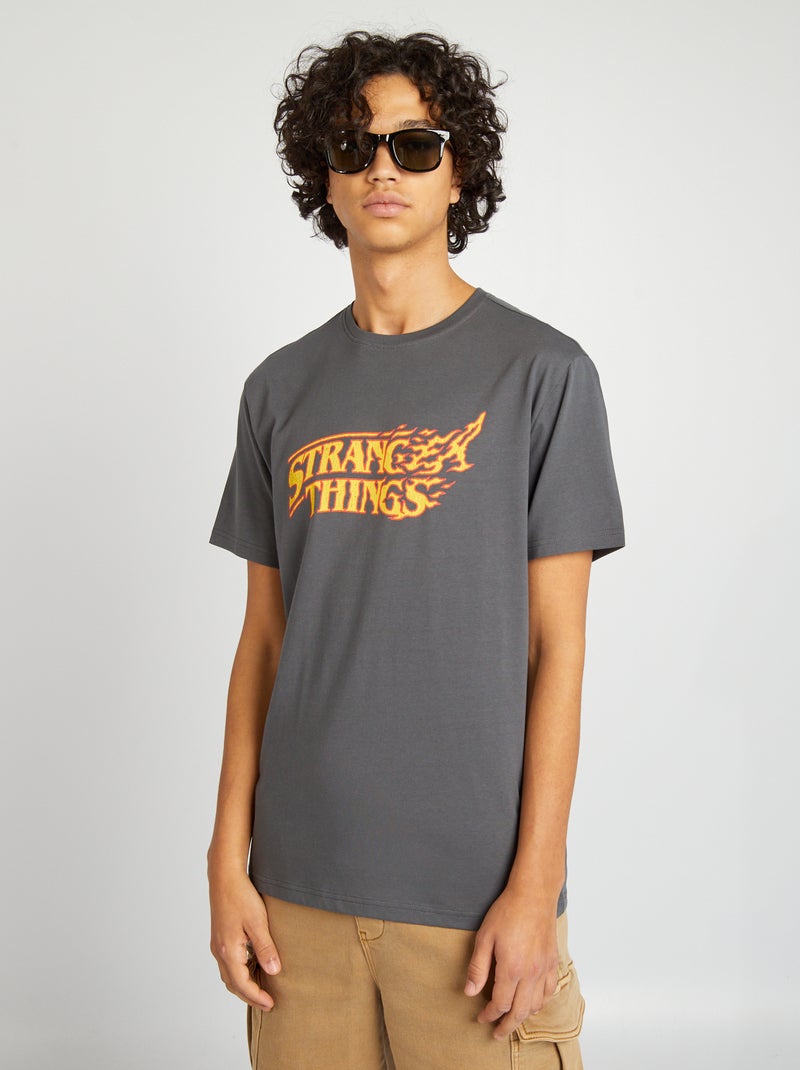 T-shirt à manches courtes 'Strager Things' Gris - Kiabi