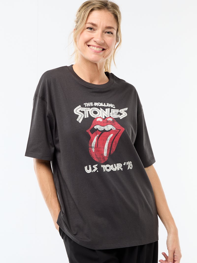 T-shirt à manches courtes 'The Rolling Stones' Noir - Kiabi
