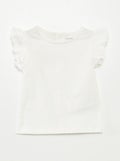 T-shirt à manches courtes volantées blanc - Kiabi