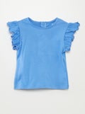 T-shirt à manches courtes volantées BLEU - Kiabi