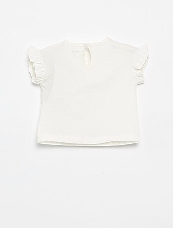 T-shirt à manches courtes volantées et broderies anglaises