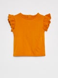 T-shirt à manches courtes volantées JAUNE - Kiabi
