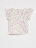 T-shirt à manches courtes volantées ROSE - Kiabi