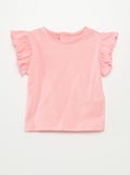 T-shirt à manches courtes volantées ROSE - Kiabi