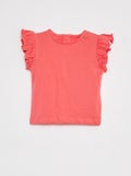 T-shirt à manches courtes volantées ROSE - Kiabi