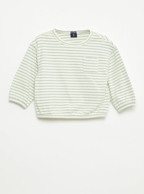 T-shirt à manches longues à motif rayé - Kiabi