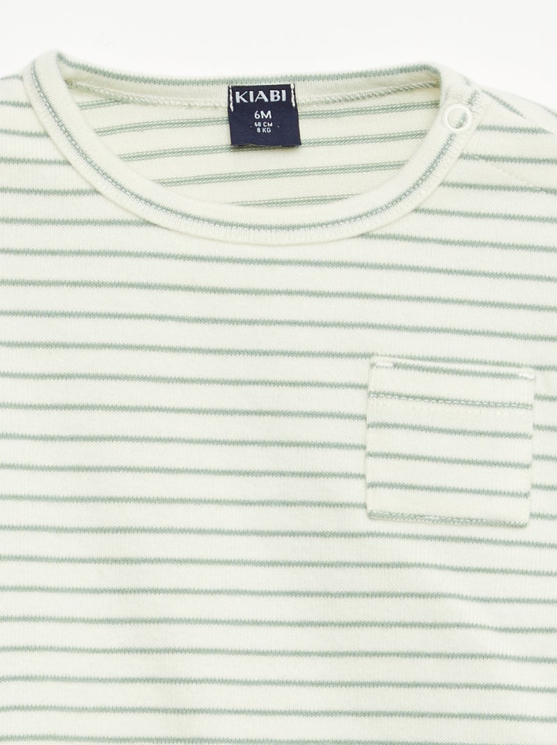 T-shirt à manches longues à motif rayé Blanc - Kiabi