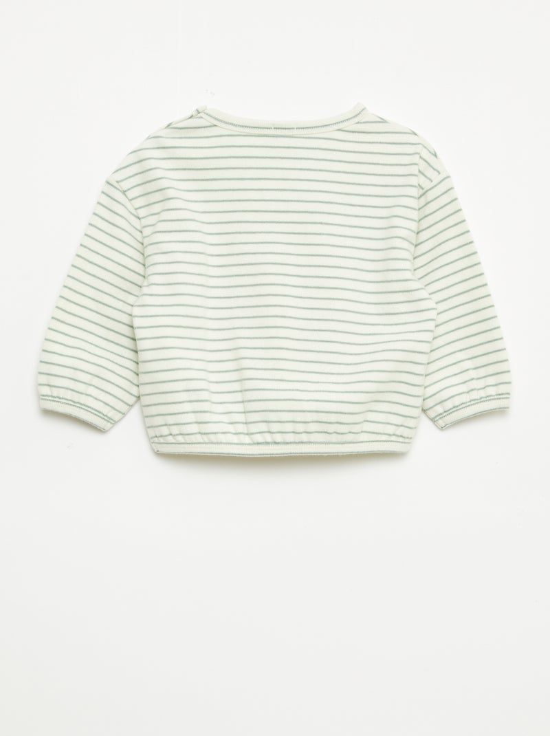 T-shirt à manches longues à motif rayé Blanc - Kiabi