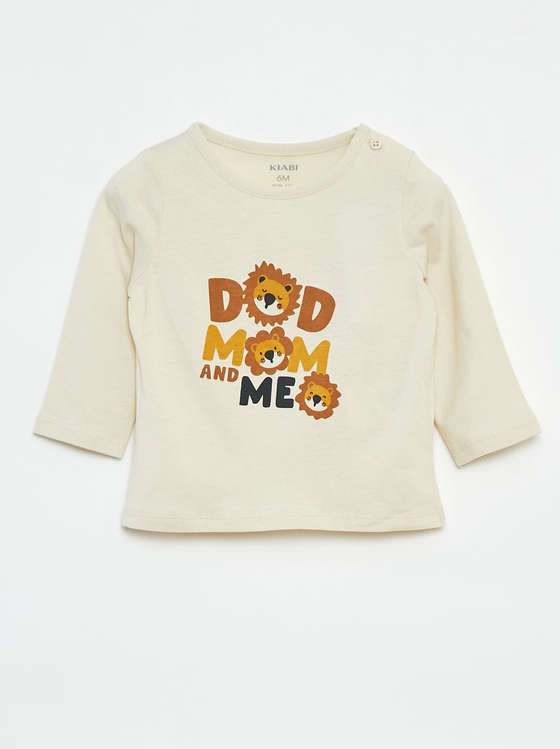 T-shirt à manches longues avec animation Beige - Kiabi