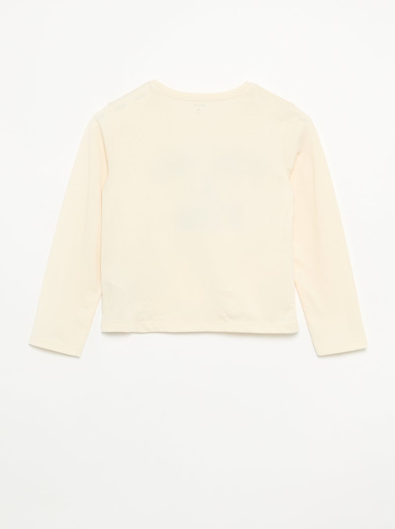 T-shirt à manches longues avec animation Beige - Kiabi