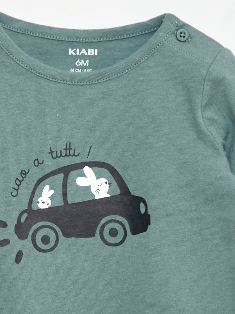 T-shirt à manches longues avec animation Bleu - Kiabi