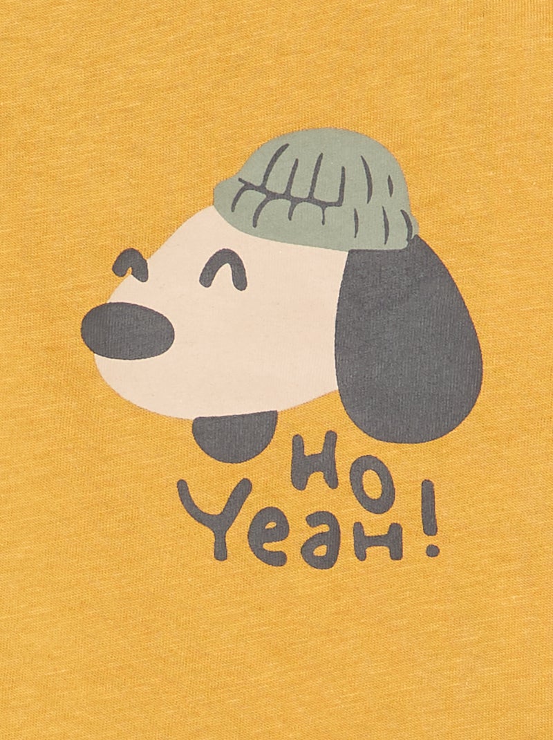 T-shirt à manches longues avec animation Jaune - Kiabi