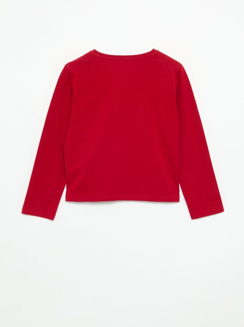 T-shirt à manches longues avec animation Rouge - Kiabi