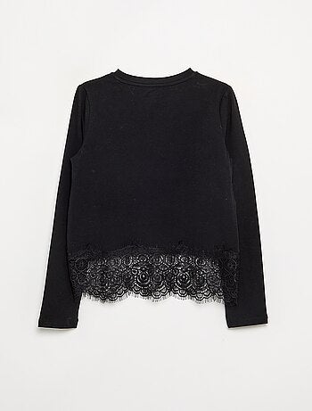 T-shirt à manches longues avec bas en dentelle