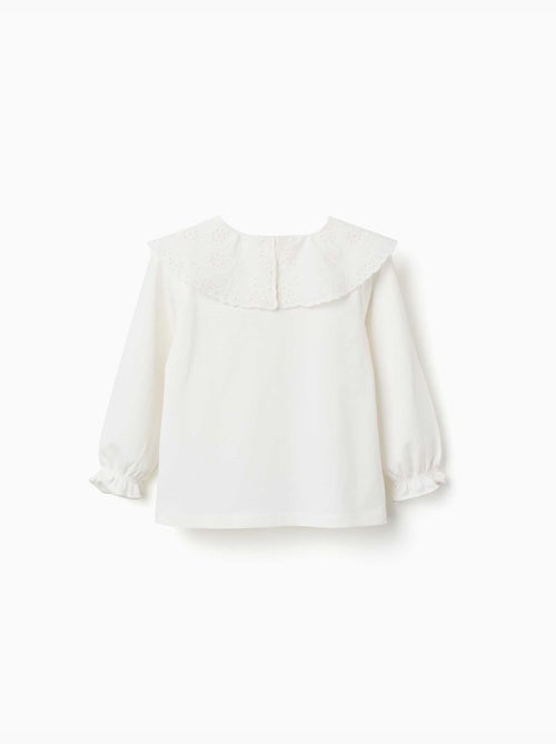 T-shirt à manches longues avec col maxi en broderie anglaise - Kiabi