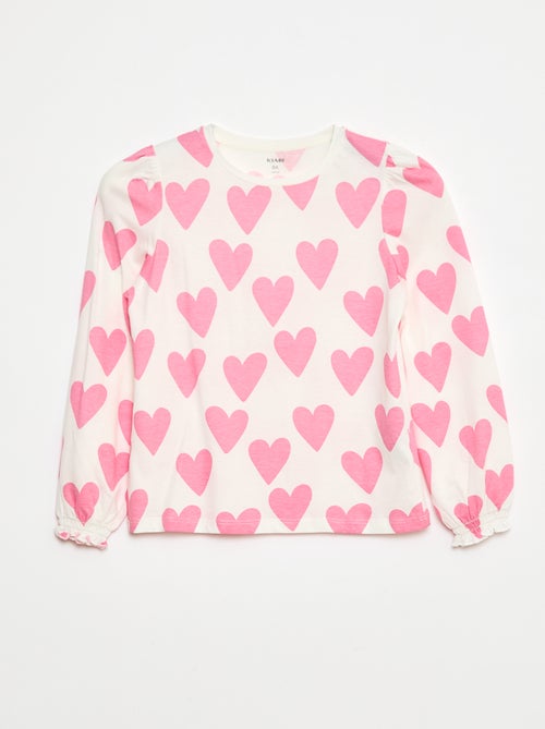 T-shirt à manches longues avec fronces aux épaules - Kiabi