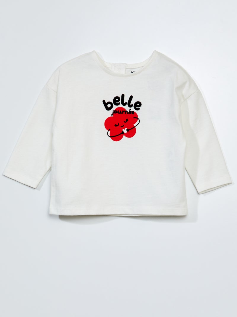 T-shirt à manches longues avec imprimé Blanc - Kiabi