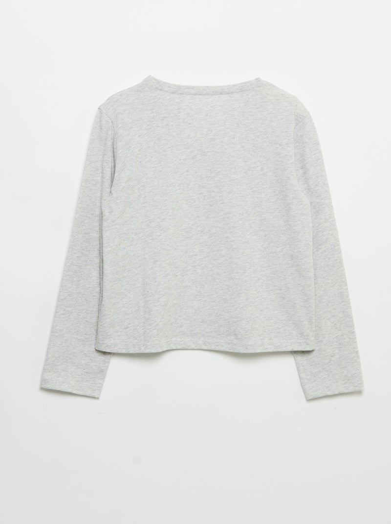T-shirt à manches longues avec imprimé Gris - Kiabi