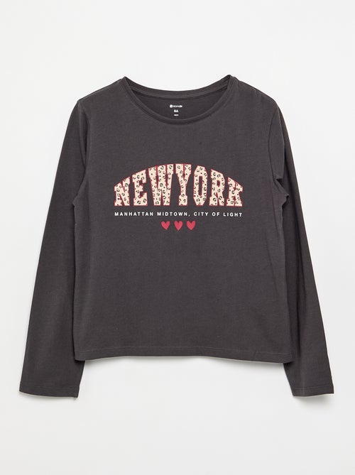 T-shirt à manches longues avec imprimé - Kiabi
