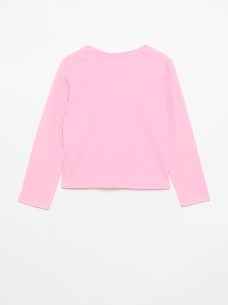 T-shirt à manches longues avec imprimé Rose - Kiabi