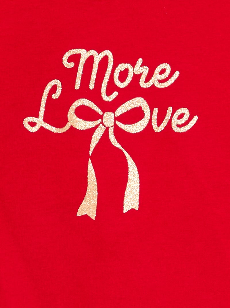 T-shirt à manches longues avec imprimé Rouge - Kiabi