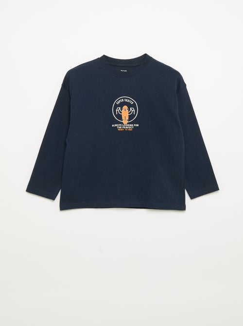 T-shirt à manches longues avec patchs devant et dos - Kiabi