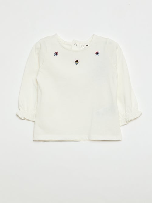 T-shirt à manches longues avec poignets volantés - Kiabi