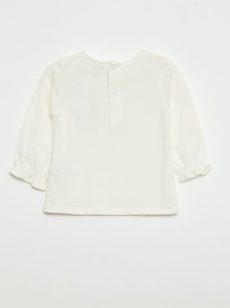 T-shirt à manches longues avec poignets volantés Blanc - Kiabi