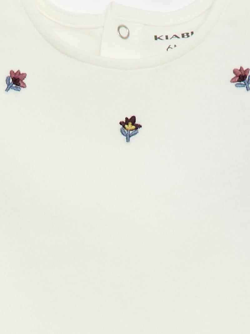 T-shirt à manches longues avec poignets volantés Blanc - Kiabi
