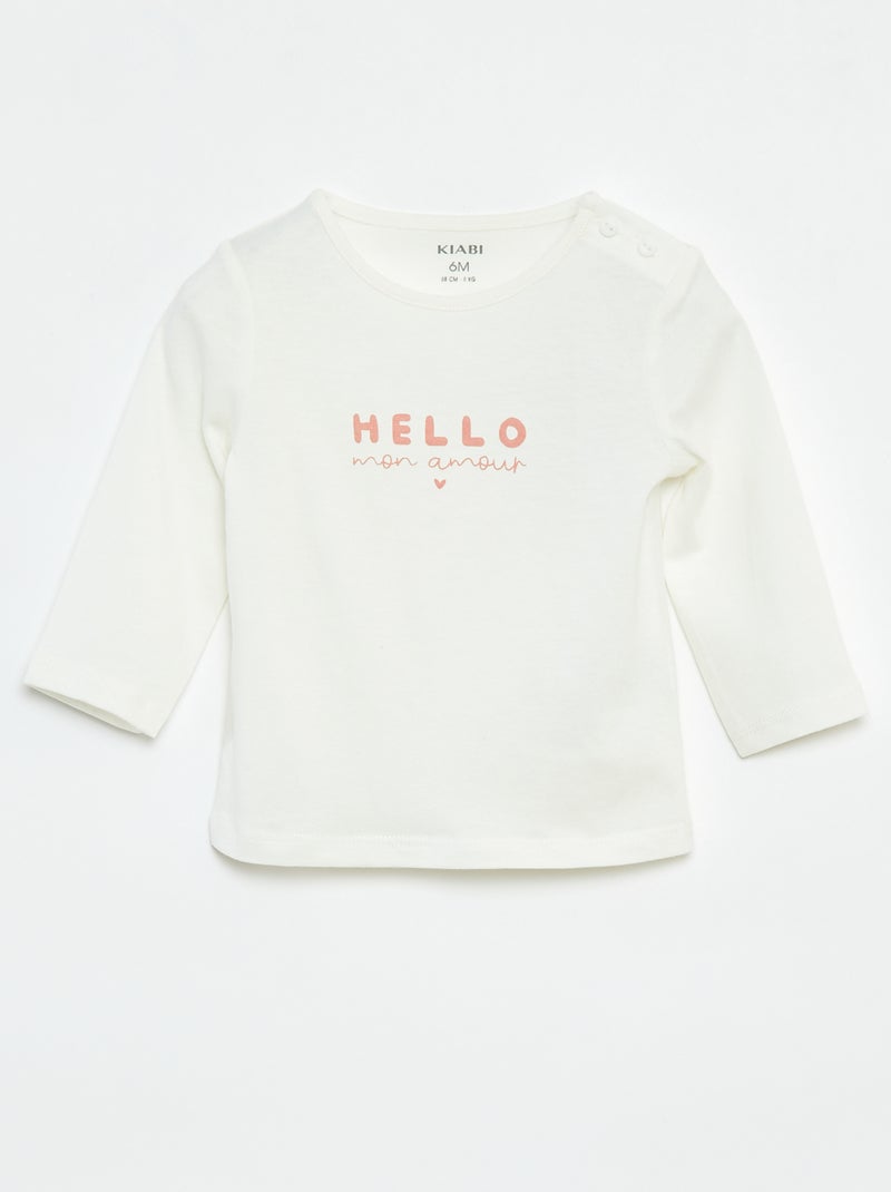 T-shirt à manches longues avec print Blanc - Kiabi