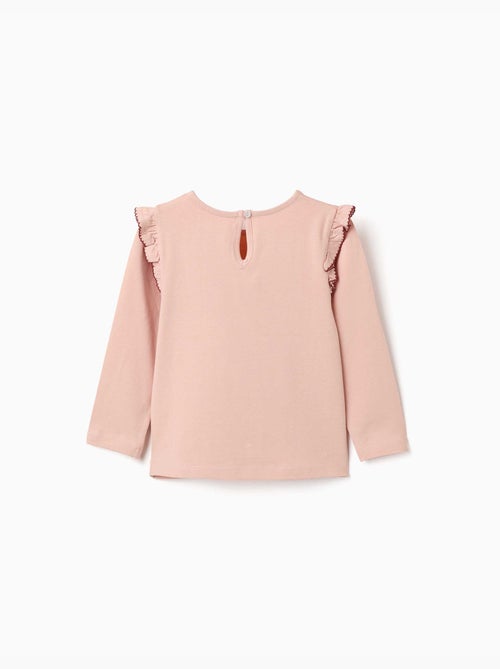T-shirt à manches longues avec volants et broderie - Kiabi