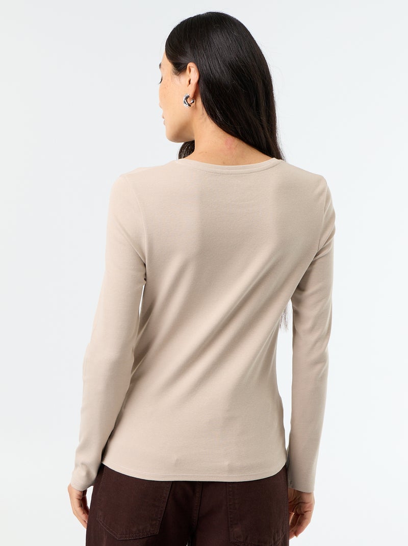 T-shirt à manches longues Beige - Kiabi